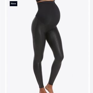 Spanx faux leather maternity leggings